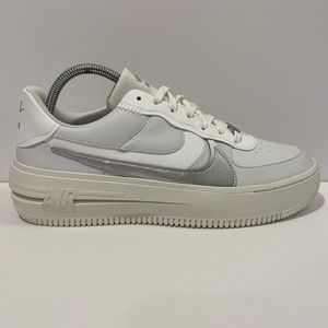 New Nike Air Force One PLT.AF.ORM - Size 10 - White Metallic Silver - DJ9946-101